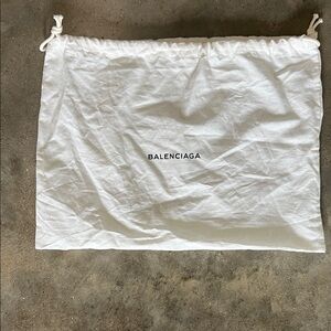 Authentic Balenciaga White Cotton Logo Drawstring Dust Pouch